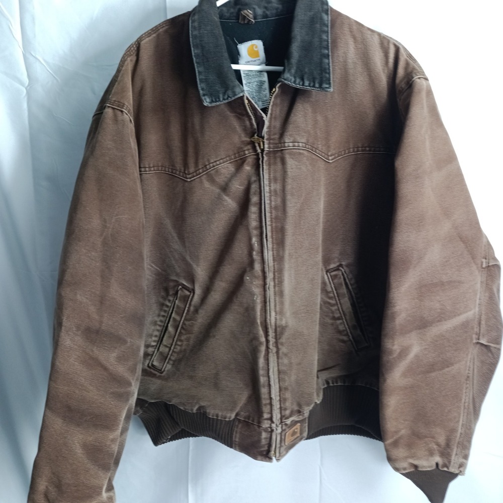 Carhartt J14 DKB Santa Fe Jacket Mens 2XL Dark Brown Sandstone Duck Work Coat